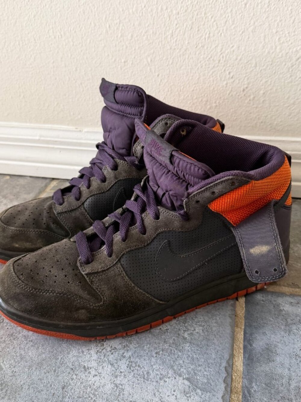 Nike Dunk High Strap Purple Orange Black Suede Men’s Size 12